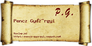 Pencz Györgyi névjegykártya